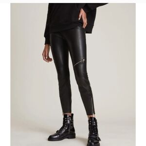 Nwt-Allsaint Kriva Cora Leather Leggings Black Size 4